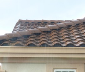 お隣さんの屋根にもポツポツ