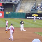 4回裏、チャベスの二塁打をきっかけに、A's3点先取