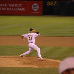 A'sのクローザー、エンブリー投手。3対2の1点差を守りきる