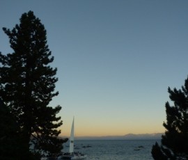 夕刻には、半月が姿を現す